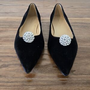 Ann Taylor Women's Pointy Toe Embellished Velvet Flat Size 9